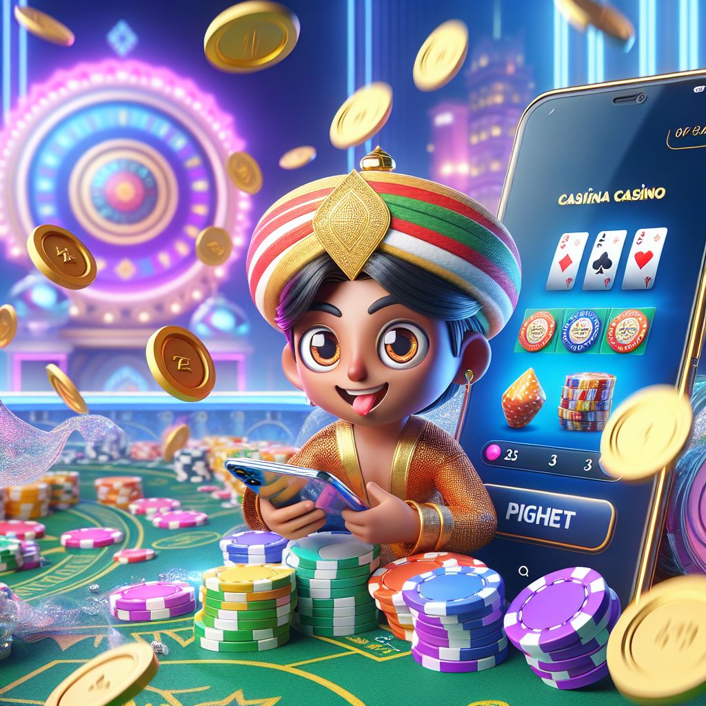 BGD222 casino themed cartoon characters with chips, cards, and coins